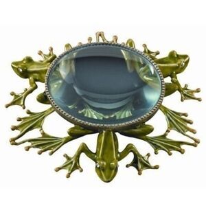 Olivia Riegel Brass Enamel Frog Designer Magnifier Reader Swarovski Crystal Eyes